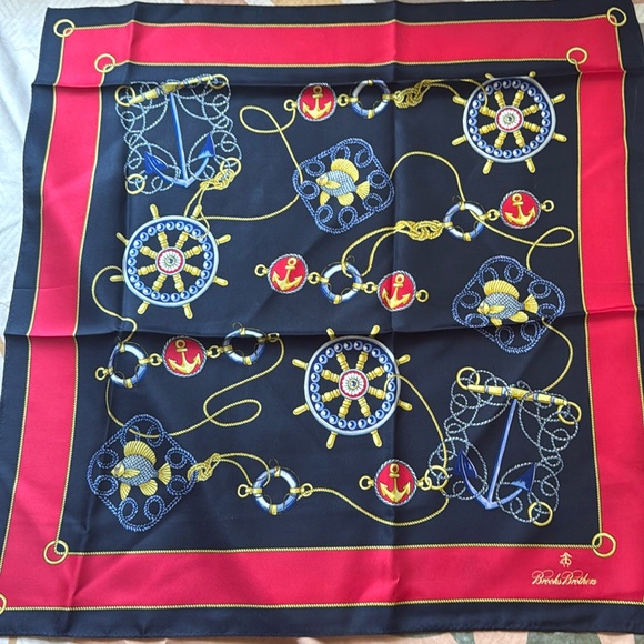 Brooks Brothers Red Blue Nautical Themed Silk Scarf - Picture 1 of 7